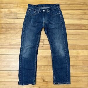 Levis 505 Mens Regular Fit Straight Leg Dark Wash Denim Jeans 32x30 Blue